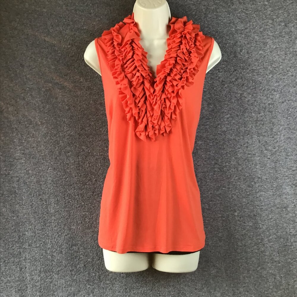 Essentials by Milano Ruffle Front‎ Sleeveless Tank Blouse Sz L